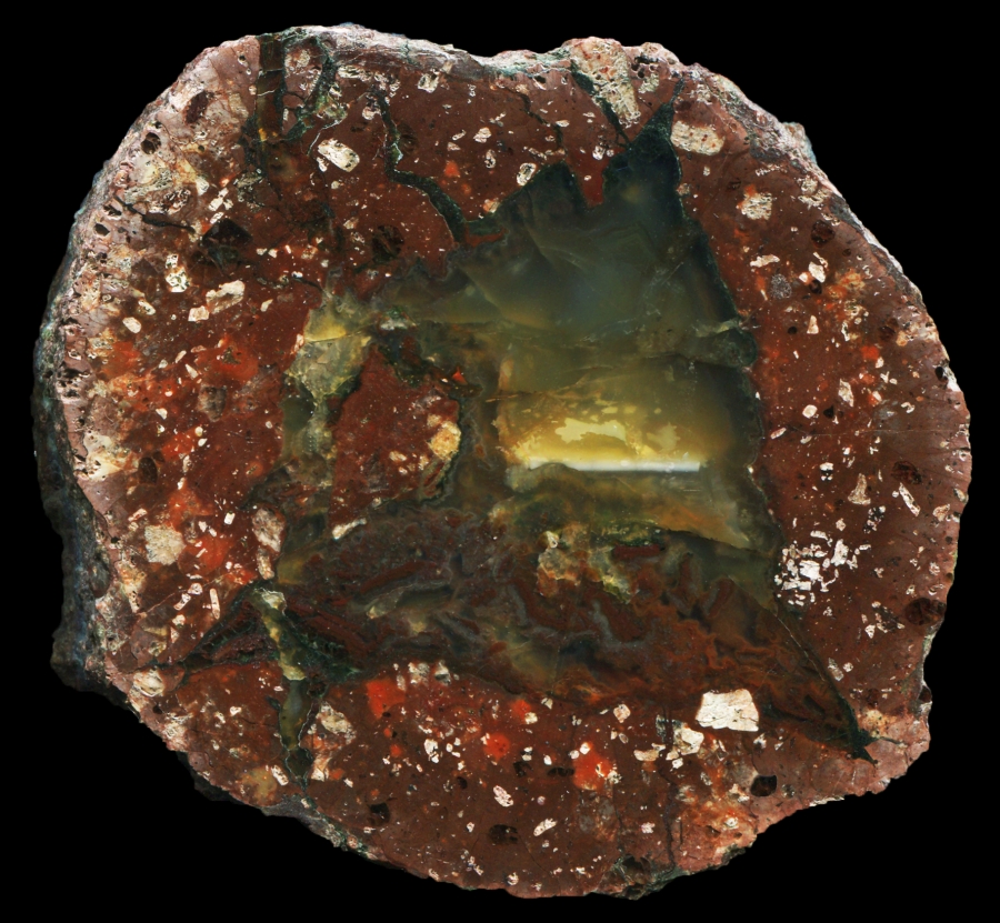 Rotterode #2 Thunderegg with Red Moss and Opal Band